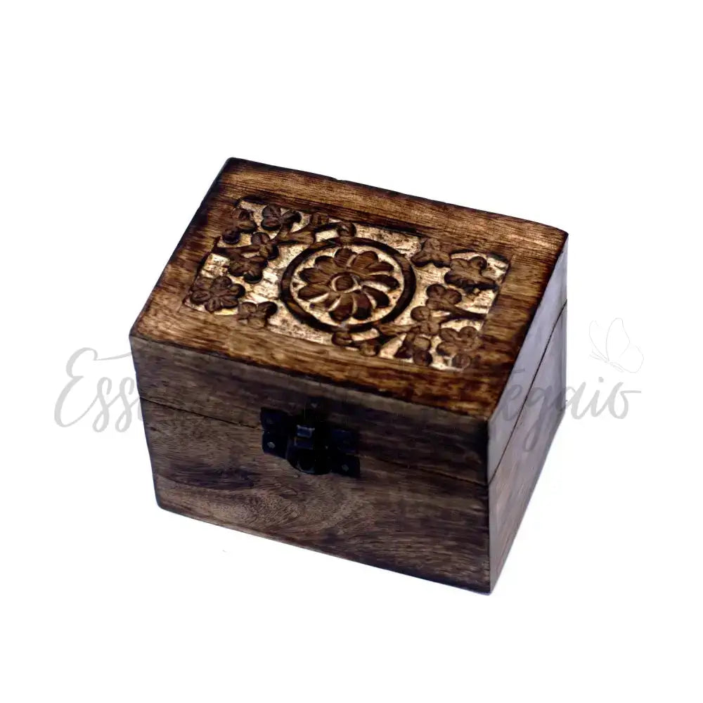 Mango box oli essenziali floreale (6 scomparti) - Aromatherapy Floral Carved Boxes