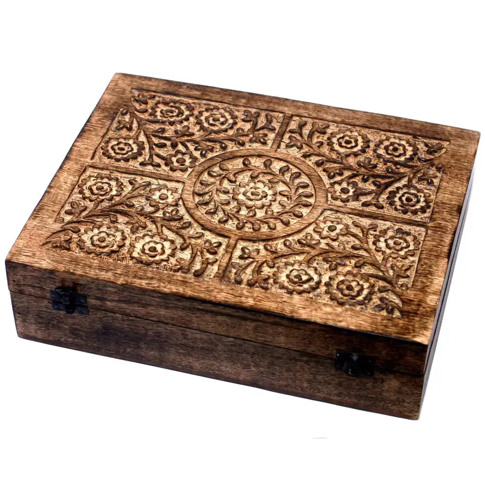 Mango Box oli essenziali - Floreale (80 scomparti) - Aromatherapy Floral Carved Boxes
