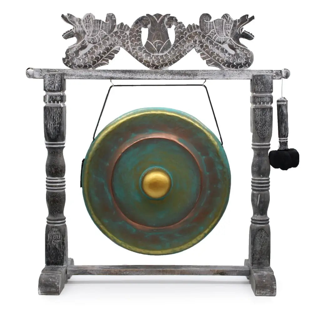 Medium Gong in Stand - 50cm - Greenwash - Handmade Healing Gong