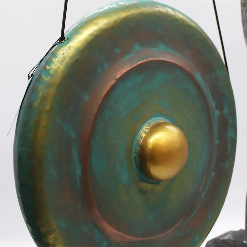 Medium Gong in Stand - 50cm - Greenwash - Handmade Healing Gong