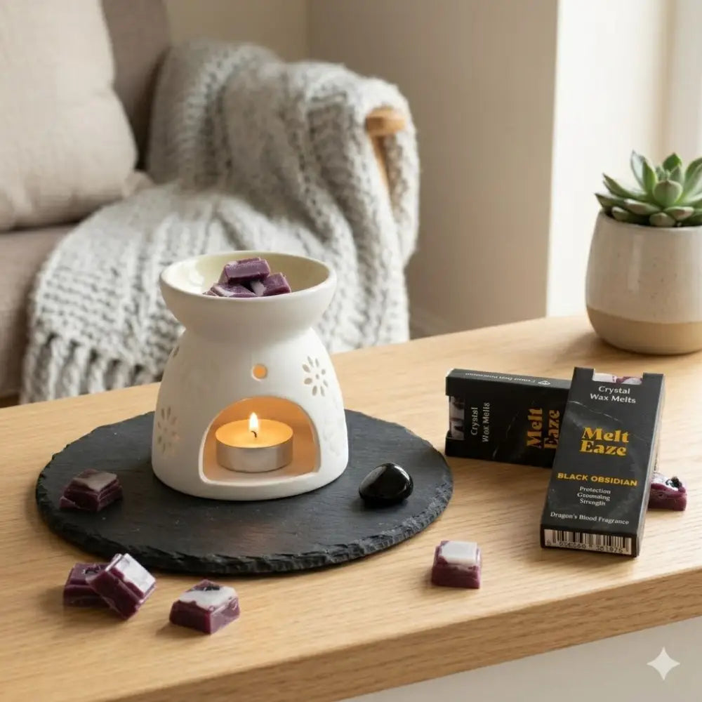 Cera profumata 50g - Scudo di ossidiana - Sangue di draghi - Melt Eaze Crystal Wax Melts