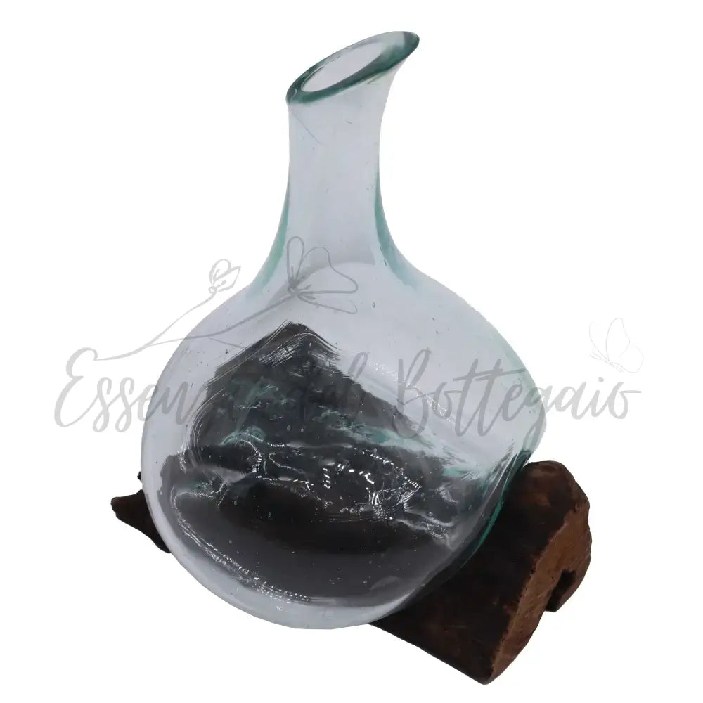 Mini decanter in vetro soffiato su legno 20 cm - Molten Glass on Wood