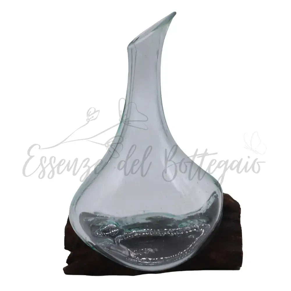 Mini decanter in vetro soffiato su legno 20 cm - Molten Glass on Wood