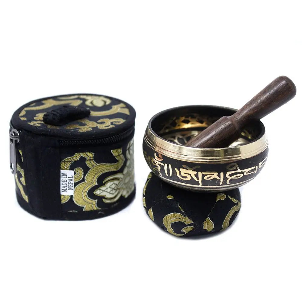 Mini Singing Bowl Gift Set - Black - Tibetan Singing Bowl Sets