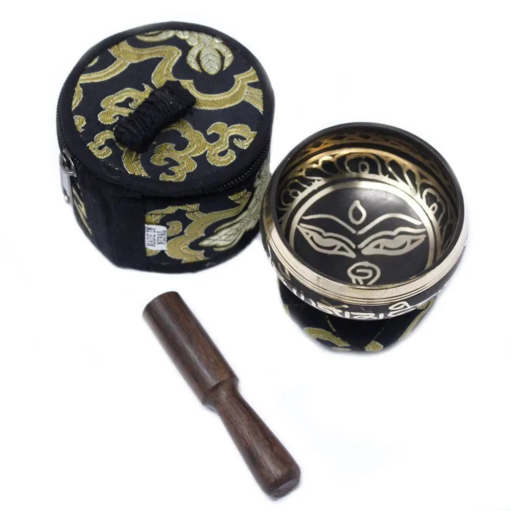 Mini Singing Bowl Gift Set - Black - Tibetan Singing Bowl Sets