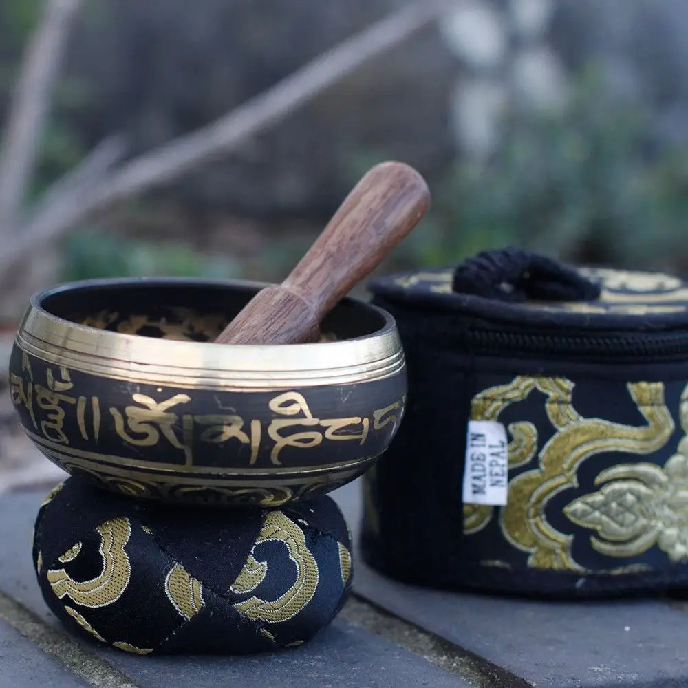 Mini Singing Bowl Gift Set - Black - Tibetan Singing Bowl Sets