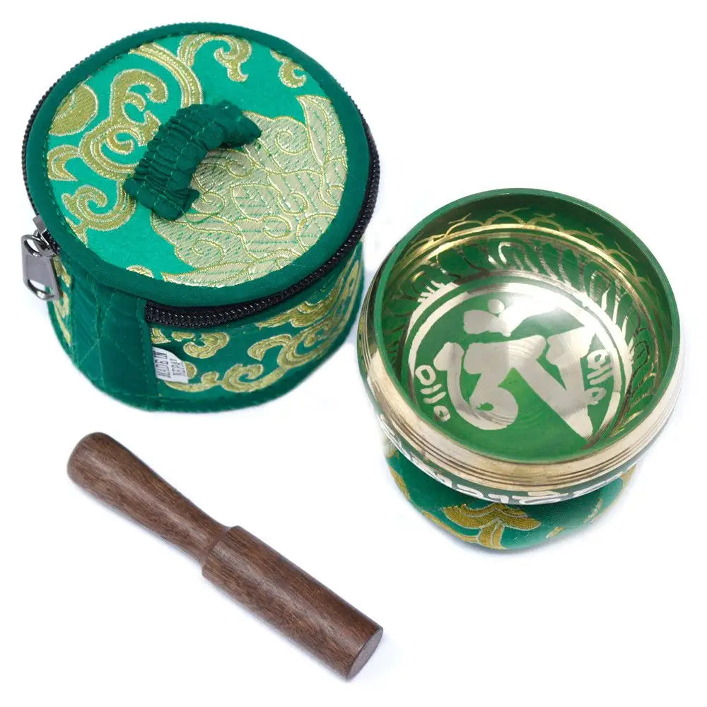Mini Singing Bowl Gift Set - Green - Tibetan Singing Bowl Sets
