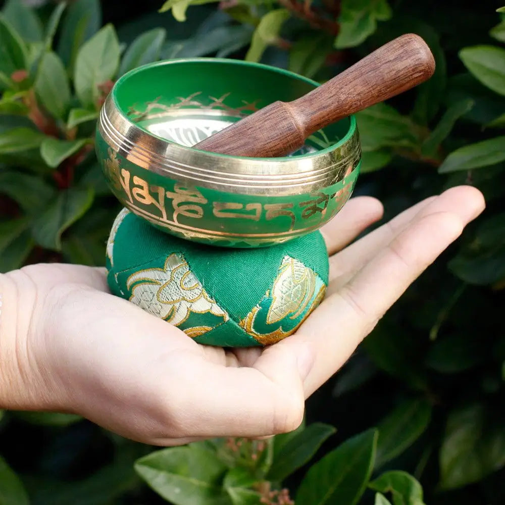 Mini Singing Bowl Gift Set - Green - Tibetan Singing Bowl Sets