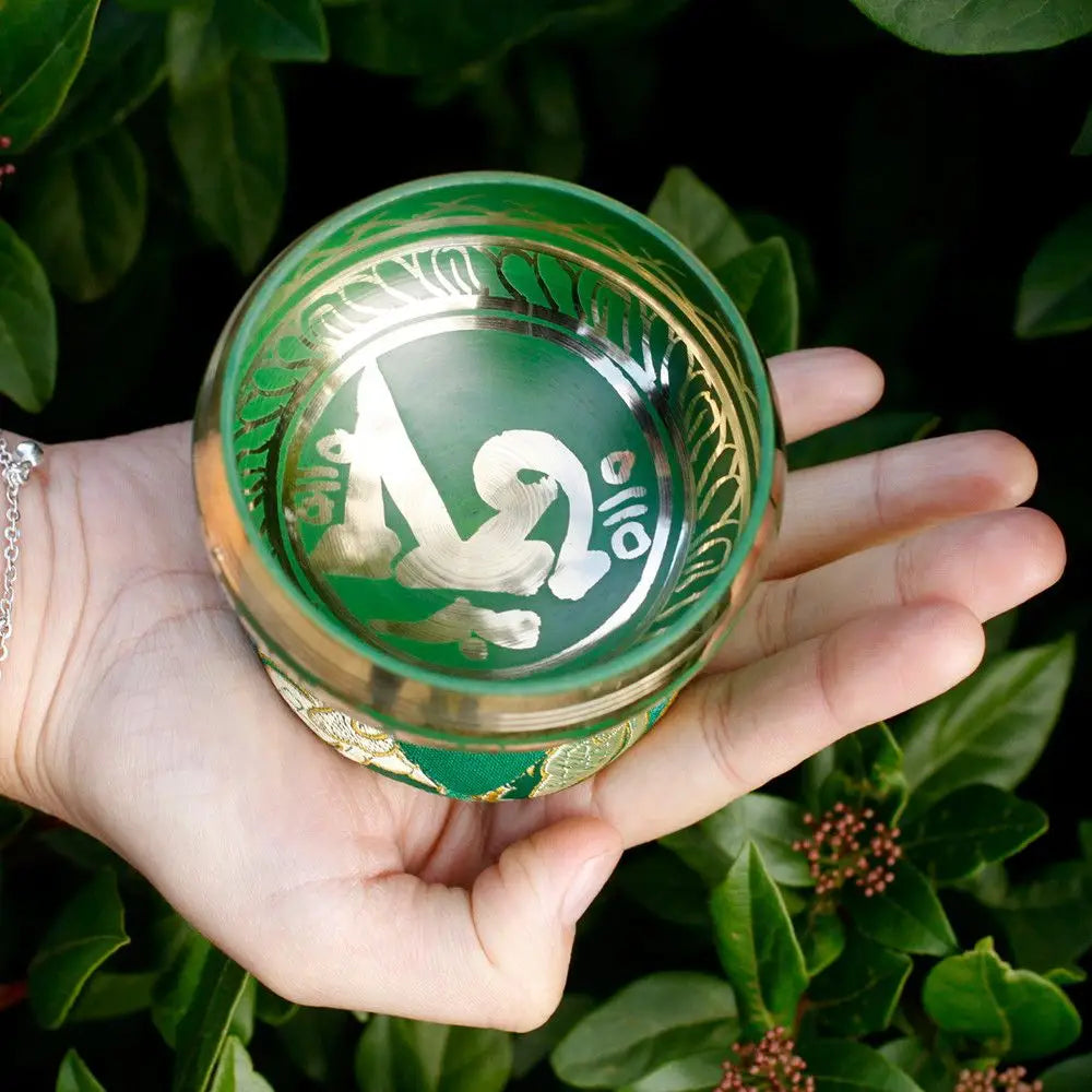 Mini Singing Bowl Gift Set - Green - Tibetan Singing Bowl Sets