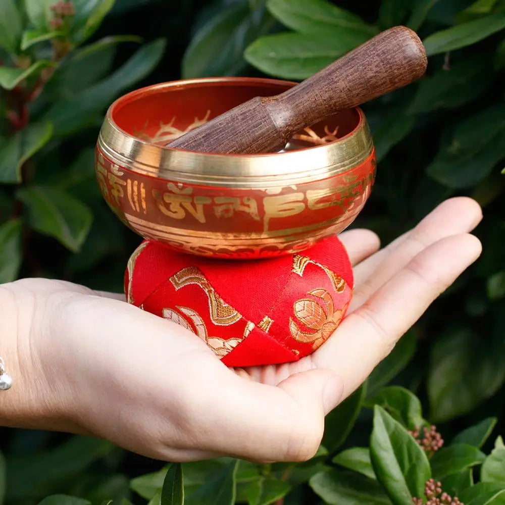 Mini Singing Bowl Gift Set - Red - Tibetan Singing Bowl Sets