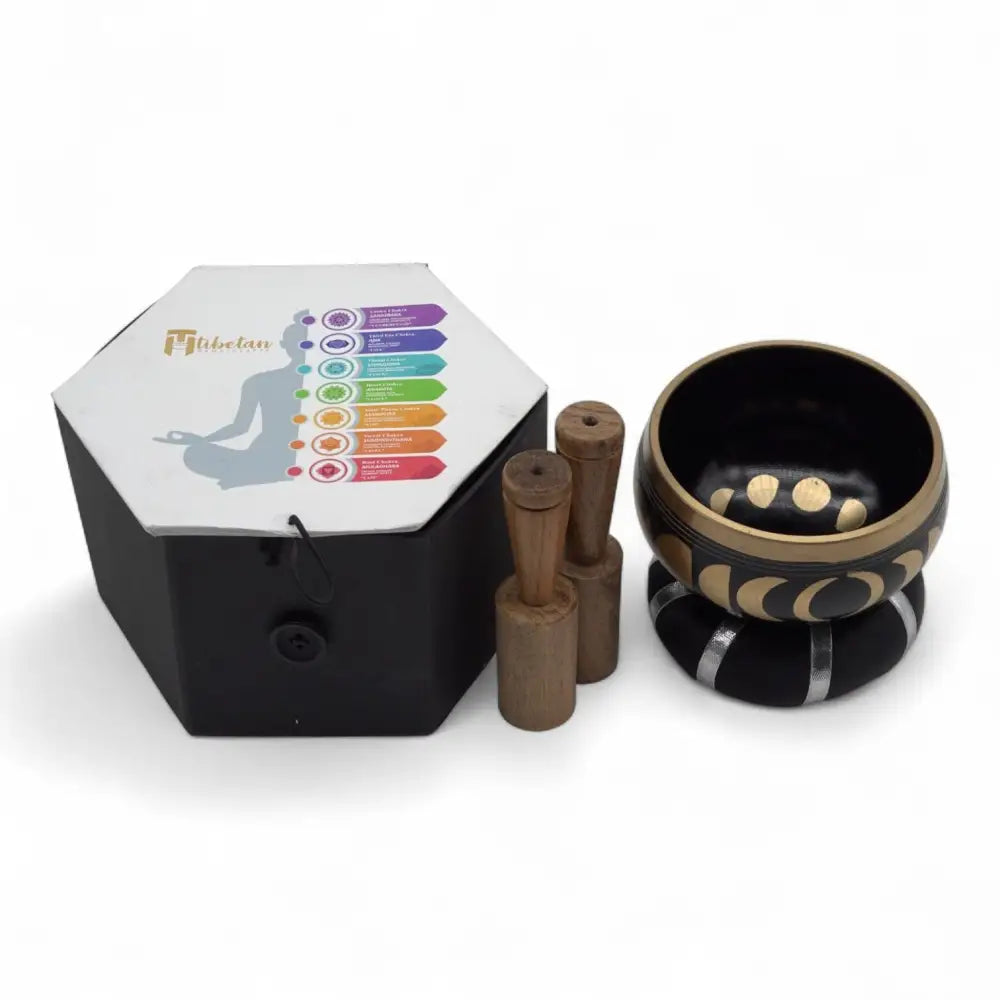 Moon Phase Singing Bowl Set- Black 10.7cm - Tibetan Singing Bowls