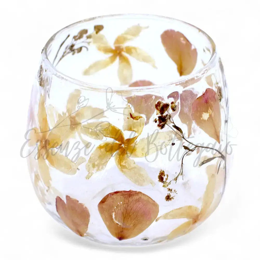 Natural Floral Glass - Straight Candle Holder - Rosa - Natural Floral Glass Candle Holders
