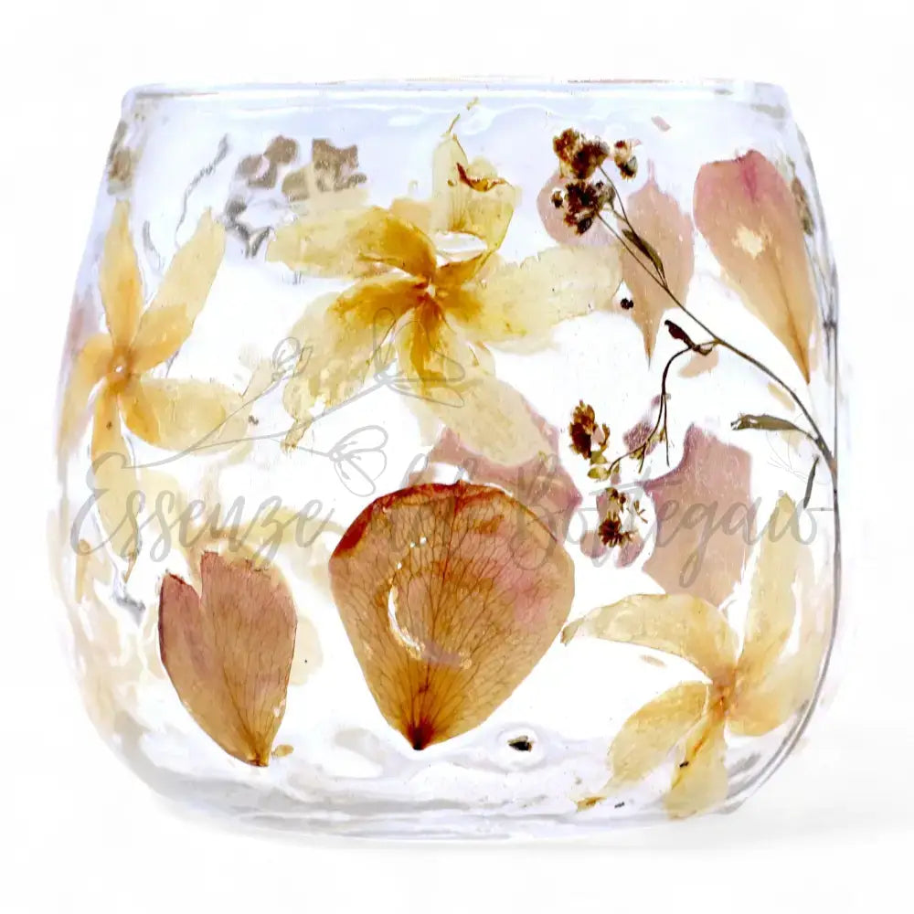 Natural Floral Glass - Straight Candle Holder - Rosa - Natural Floral Glass Candle Holders