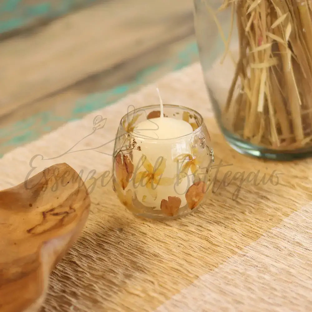 Natural Floral Glass - Straight Candle Holder - Rosa - Natural Floral Glass Candle Holders