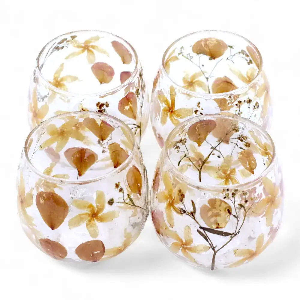 Natural Floral Glass - Straight Candle Holder - Rosa - Natural Floral Glass Candle Holders