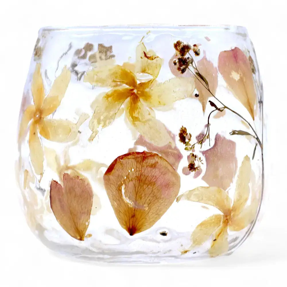 Natural Floral Glass - Straight Candle Holder - Rosa - Natural Floral Glass Candle Holders