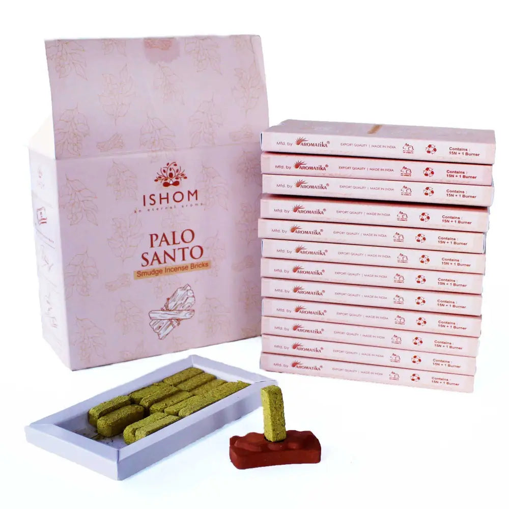 Pack of 15 Natural Incense Smudge Bricks and Burner - Palo - Natural Incense Resin Bricks Set