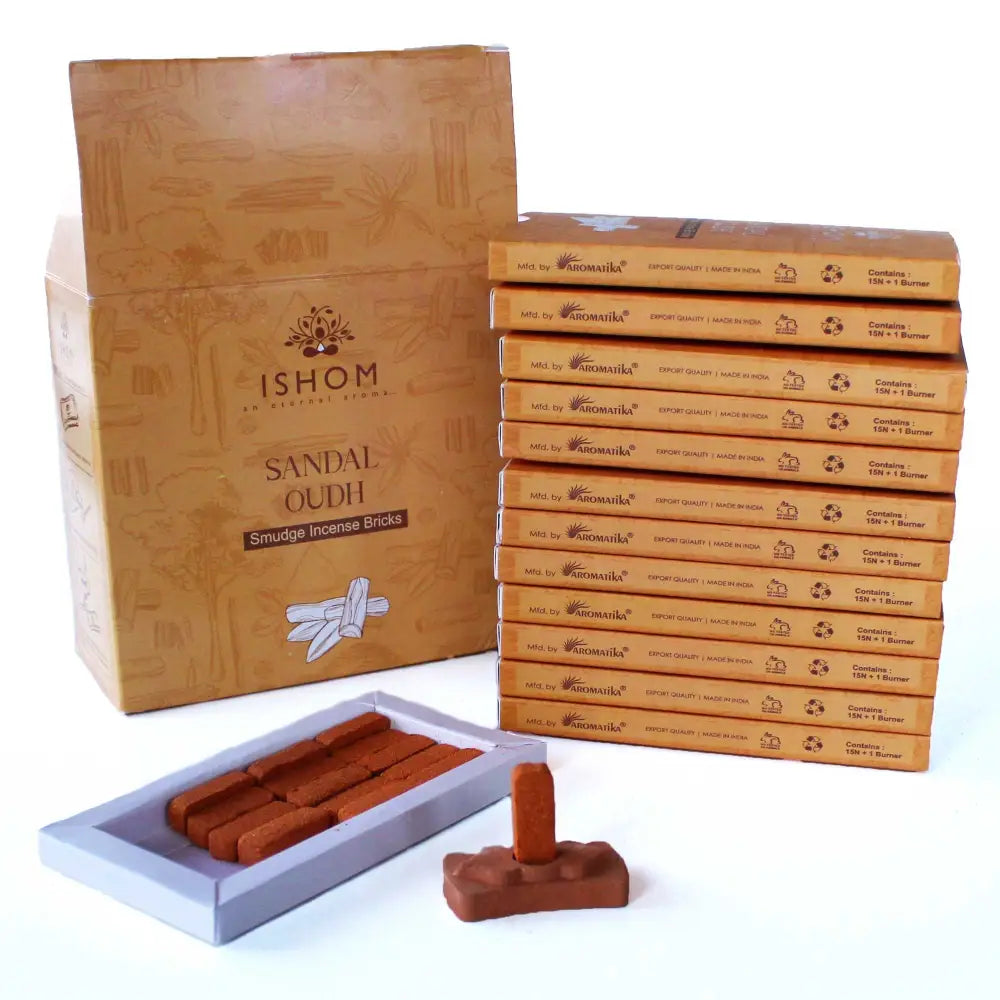 Pack of 15 Natural Incense Smudge Bricks and Burner - Natural Incense Resin Bricks Set
