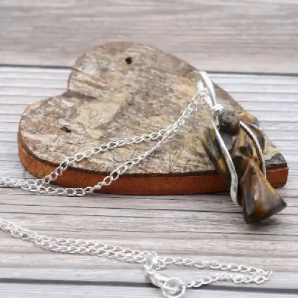 Pendent con Pietra Semipreziosa Angelo - Occhio di tigre - Indian Gemstone Pendant Jewellery