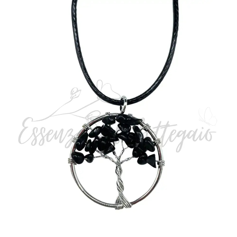 Pendente Albero della Vita - Agata Nera - Gemstone Pendants - Tree of Life