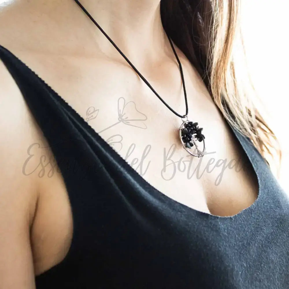 Pendente Albero della Vita - Agata Nera - Gemstone Pendants - Tree of Life