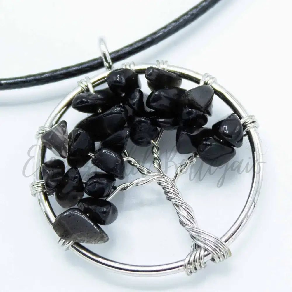 Pendente Albero della Vita - Agata Nera - Gemstone Pendants - Tree of Life
