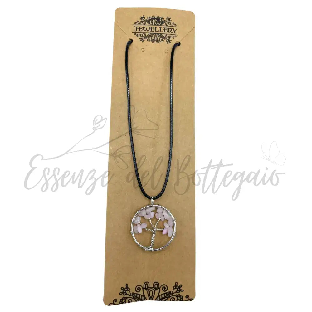 Pendente Albero della Vita - Quarzo Rosa - Gemstone Pendants - Tree of Life