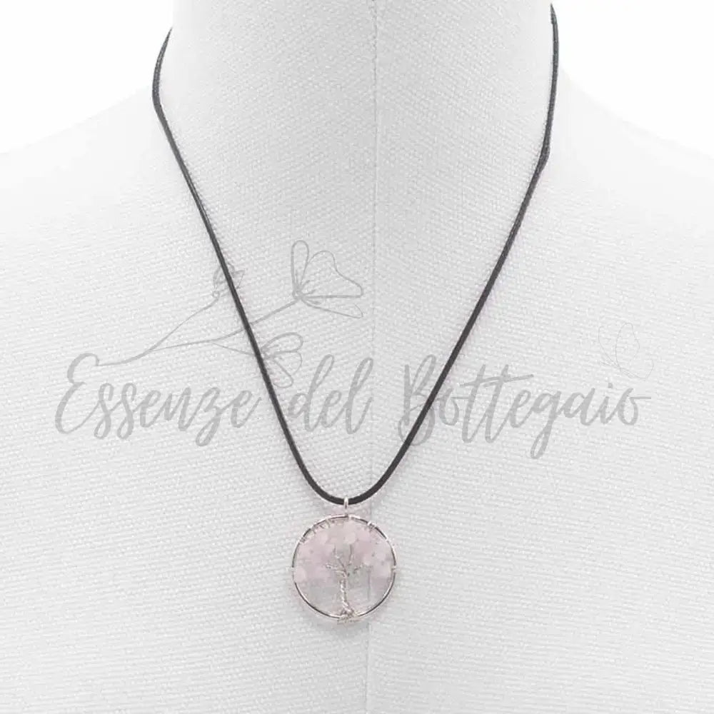 Pendente Albero della Vita - Quarzo Rosa - Gemstone Pendants - Tree of Life