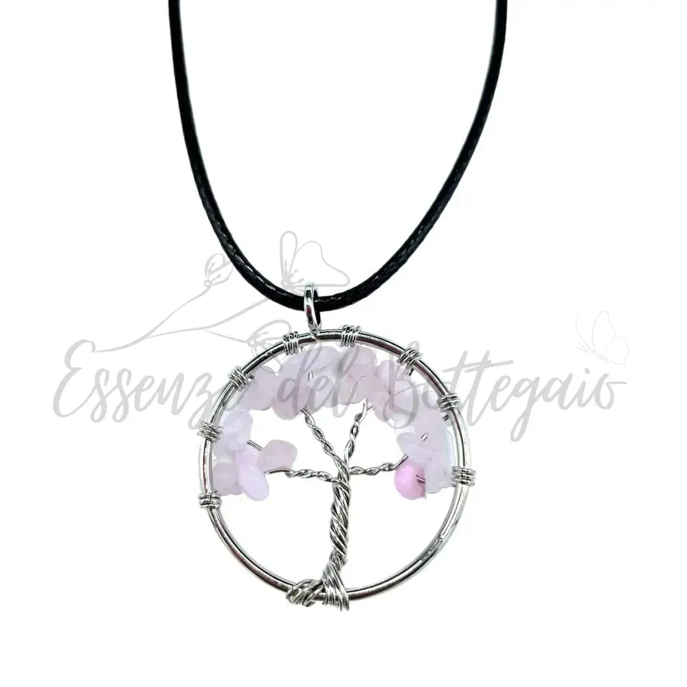 Pendente Albero della Vita - Quarzo Rosa - Gemstone Pendants - Tree of Life