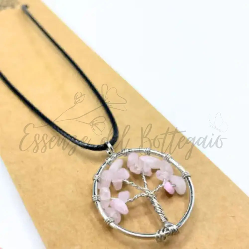 Pendente Albero della Vita - Quarzo Rosa - Gemstone Pendants - Tree of Life