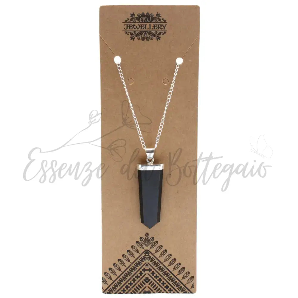 Pendente Grande con Pietra Semipreziosa - Agata Nera - Indian Gemstone Pendant Jewellery