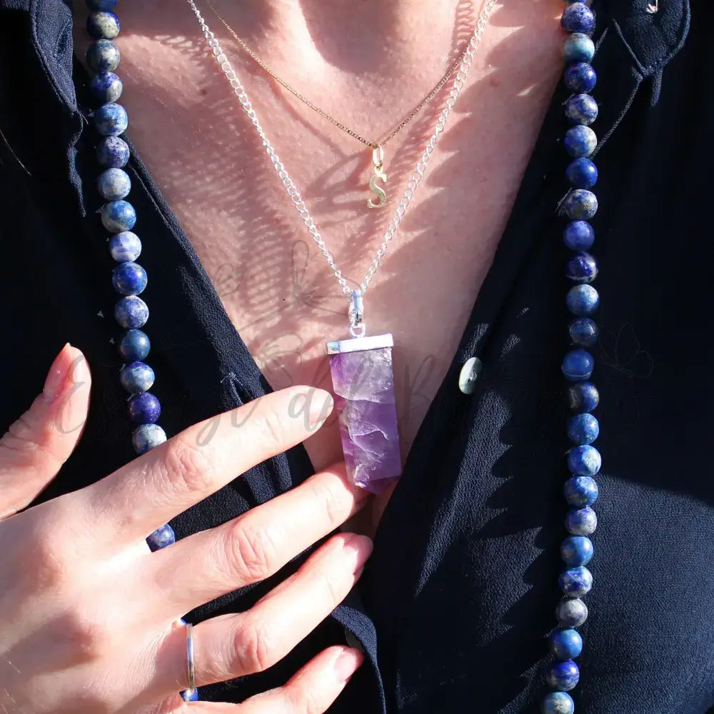 Pendente Grande con Pietra Semipreziosa - Agata Nera - Indian Gemstone Pendant Jewellery