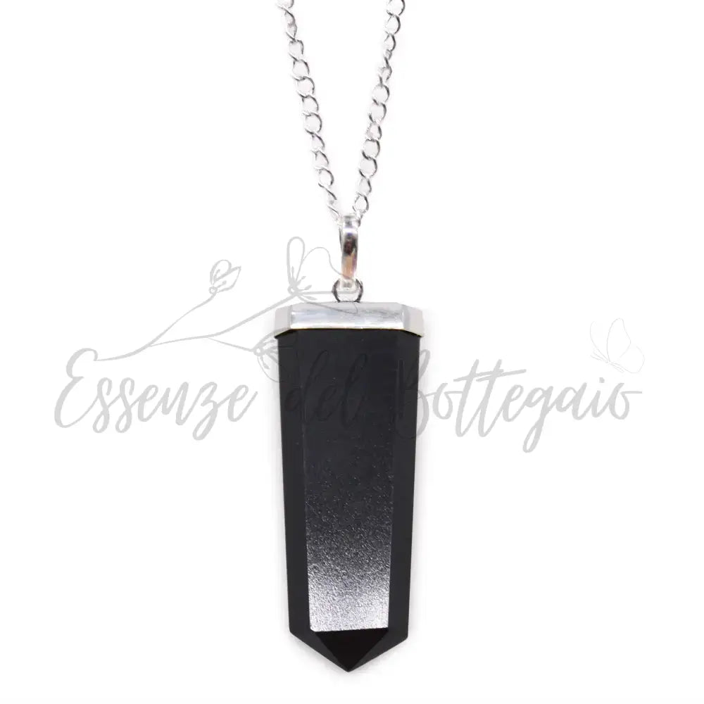 Pendente Grande con Pietra Semipreziosa - Agata Nera - Indian Gemstone Pendant Jewellery