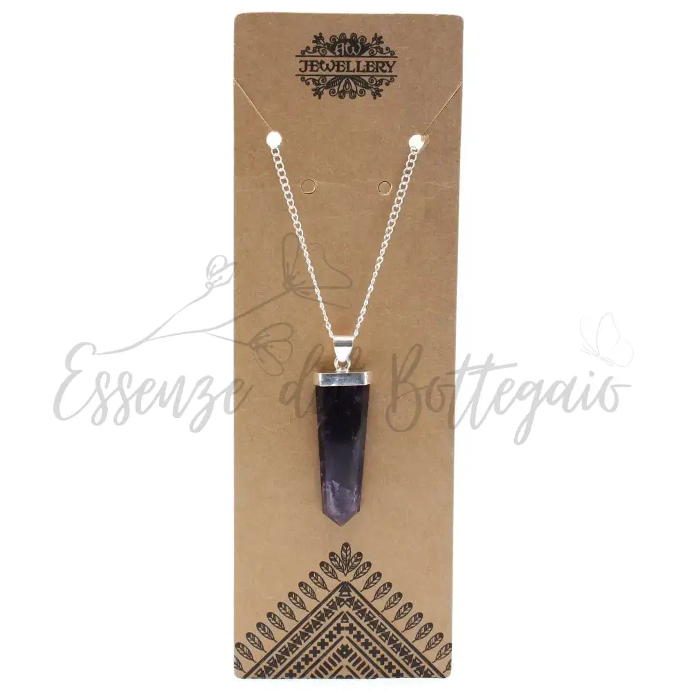Pendente Grande con Pietra Semipreziosa - Ametista - Indian Gemstone Pendant Jewellery