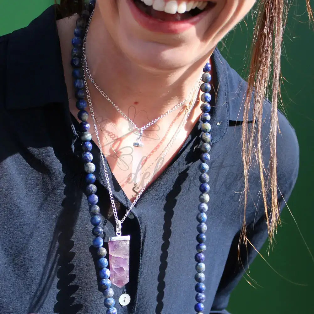 Pendente Grande con Pietra Semipreziosa - Ametista - Indian Gemstone Pendant Jewellery