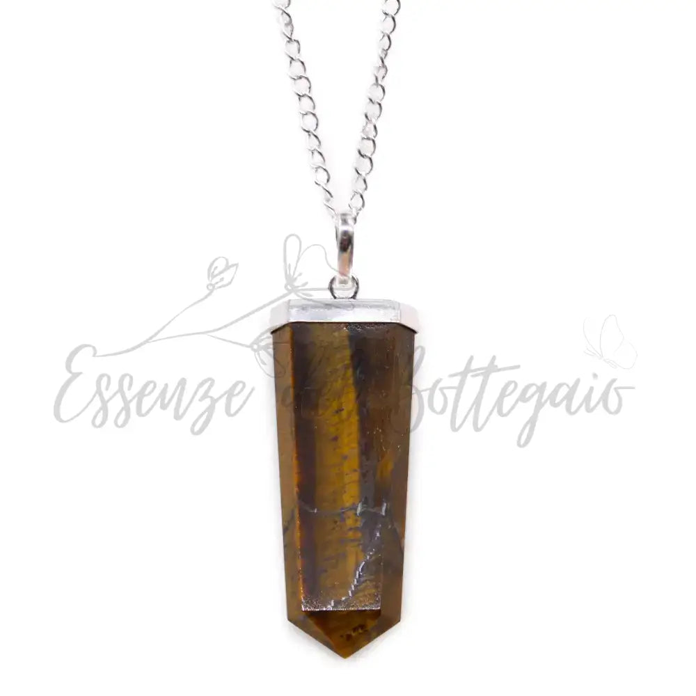 Pendente Grande con Pietra Semipreziosa - Occhio di Tigre - Indian Gemstone Pendant Jewellery