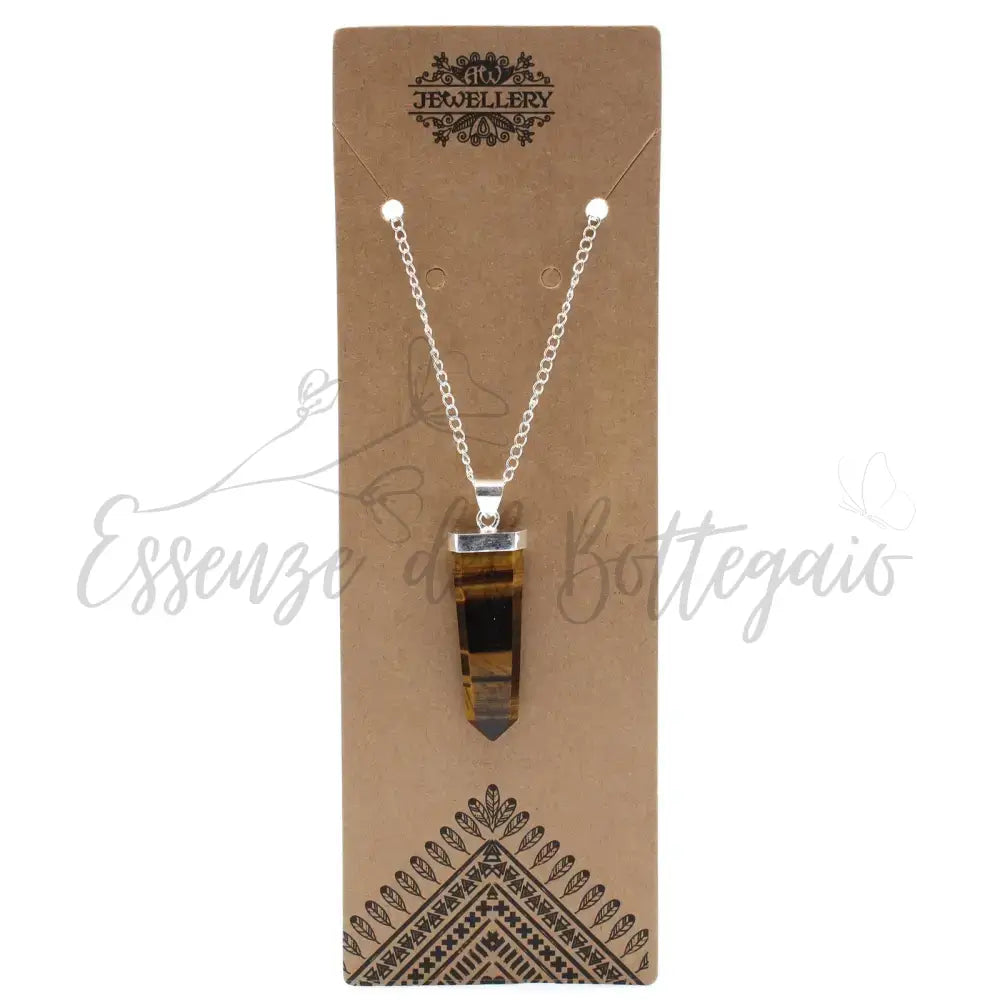 Pendente Grande con Pietra Semipreziosa - Occhio di Tigre - Indian Gemstone Pendant Jewellery