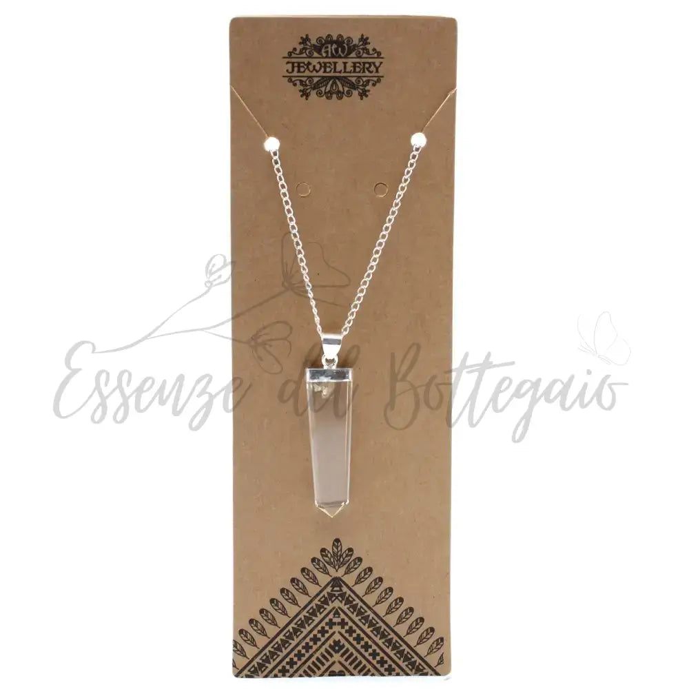 Pendente Grande con Pietra Semipreziosa - Quarzo di Rocca - Indian Gemstone Pendant Jewellery