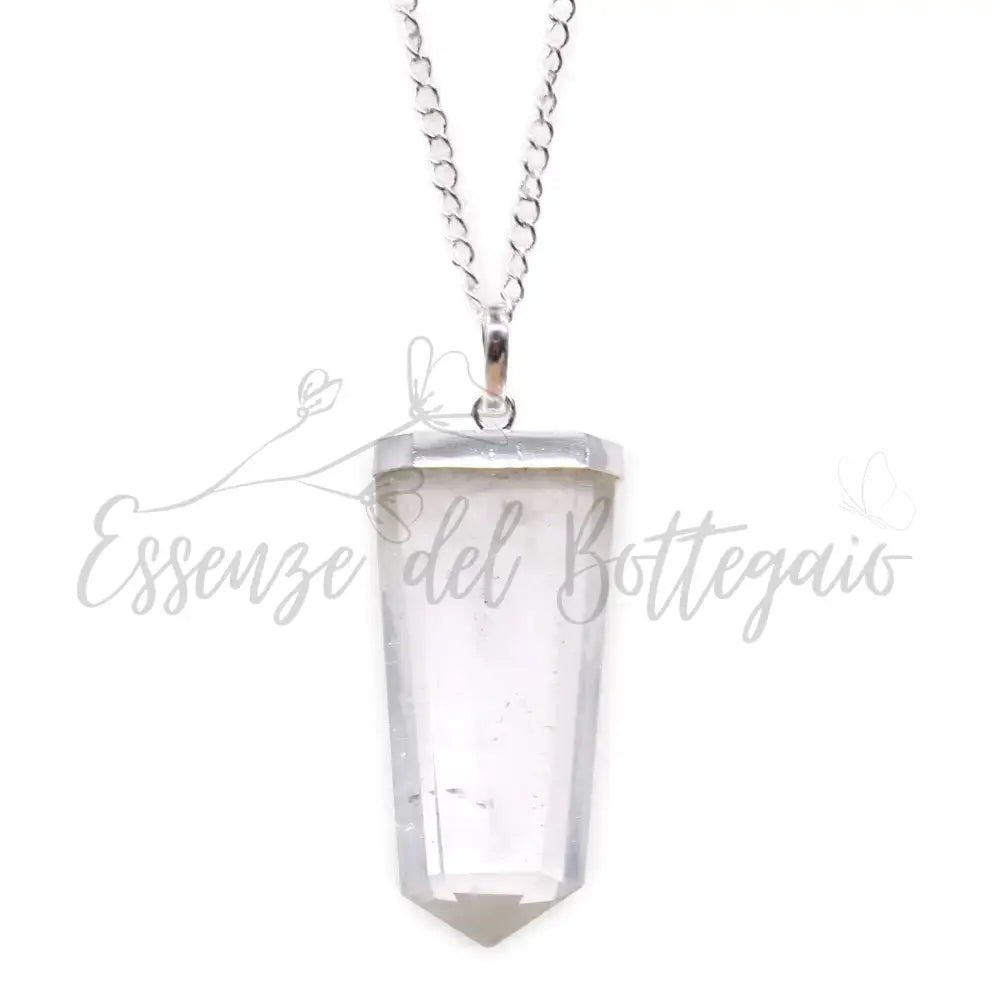 Pendente Grande con Pietra Semipreziosa - Quarzo di Rocca - Indian Gemstone Pendant Jewellery