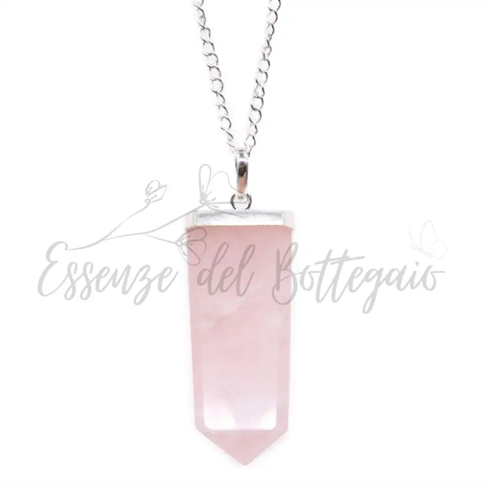 Pendente Grande con Pietra Semipreziosa - Quarzo Rosa - Indian Gemstone Pendant Jewellery
