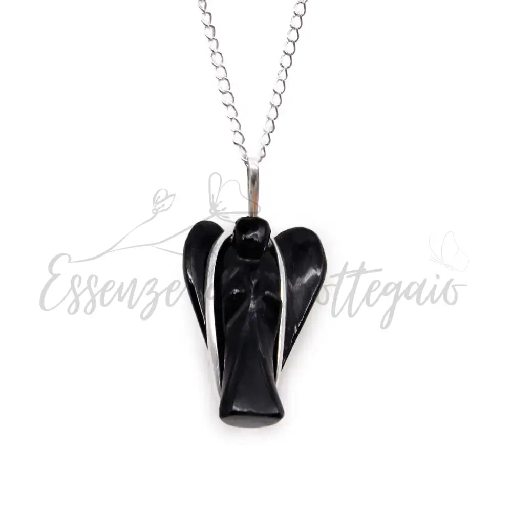 Pendente con Pietra Semipreziosa Angelo - Agata Nera - Indian Gemstone Pendant Jewellery