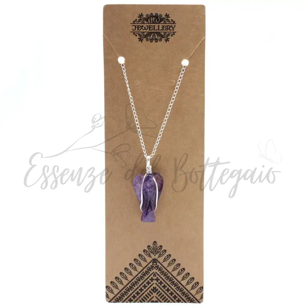 Pendente con Pietra Semipreziosa Angelo - Ametista - Indian Gemstone Pendant Jewellery