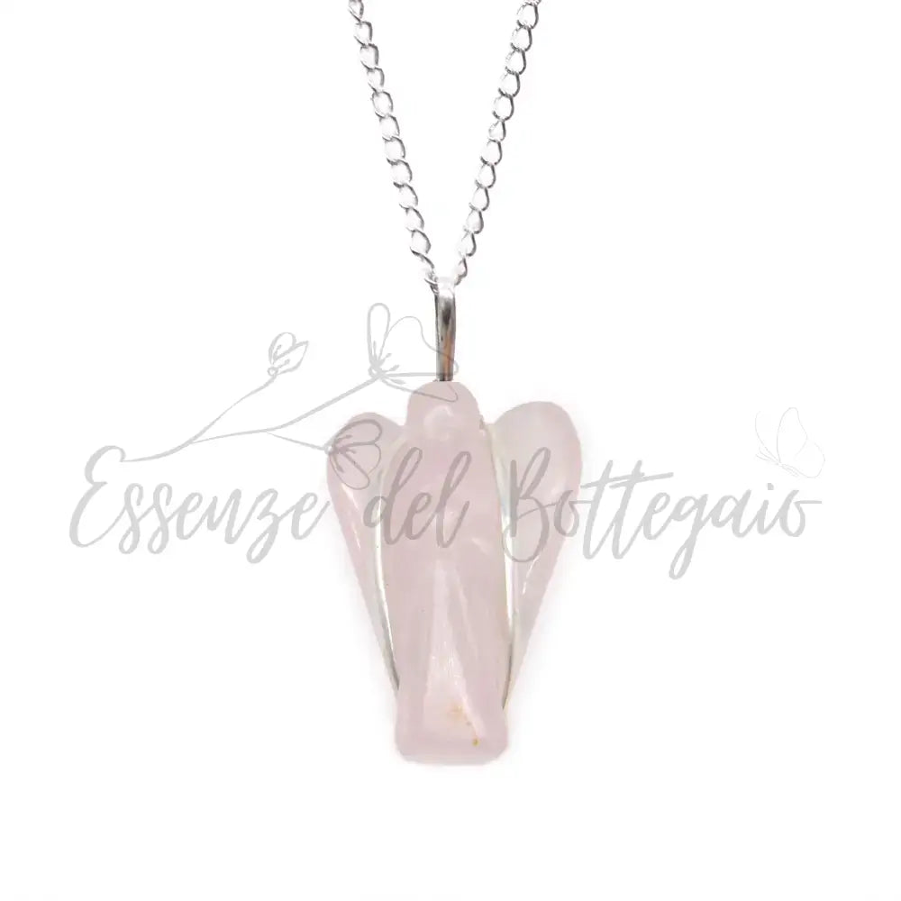 Pendente con Pietra Semipreziosa Angelo - Quarzo Rosa - Indian Gemstone Pendant Jewellery
