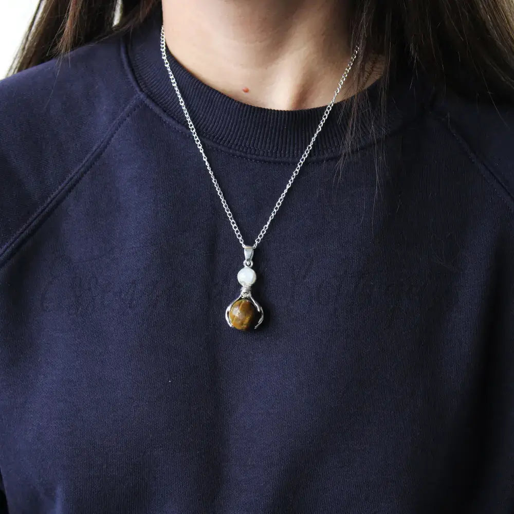 Pendente con Pietra Semipreziosa Mani Guaritrici - Agata - Indian Gemstone Pendant Jewellery