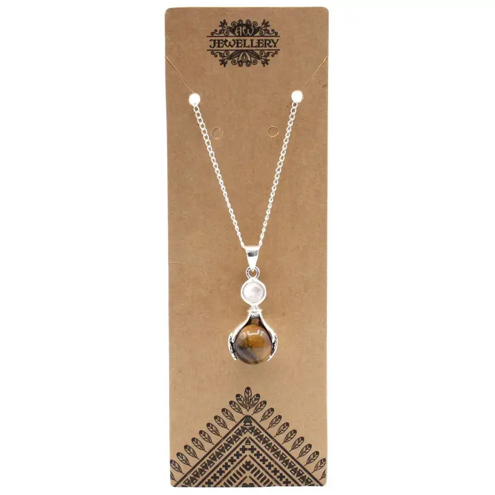 Pendente con Pietra Semipreziosa Mani Guaritrici - Occhio - Indian Gemstone Pendant Jewellery
