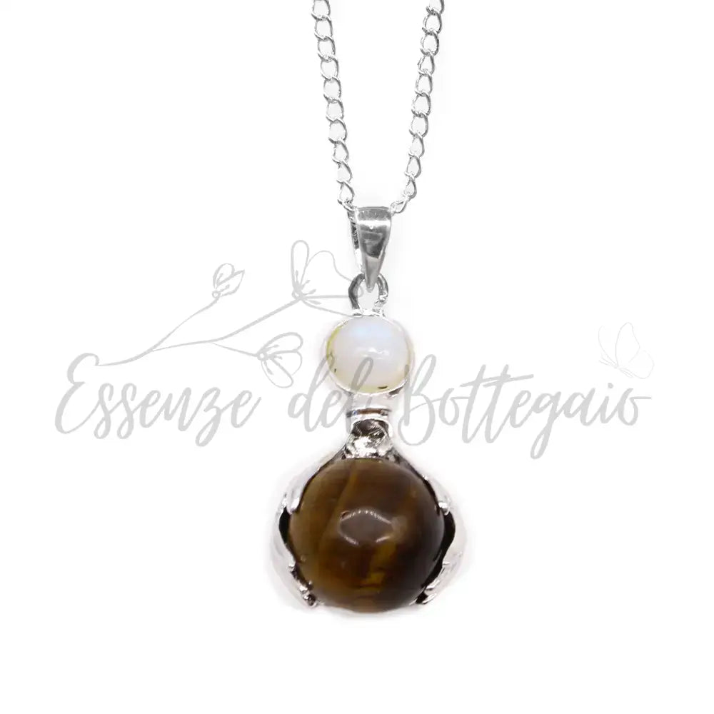 Pendente con Pietra Semipreziosa Mani Guaritrici - Occhio - Indian Gemstone Pendant Jewellery