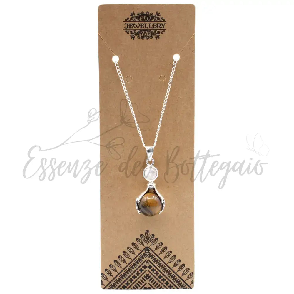 Pendente con Pietra Semipreziosa Mani Guaritrici - Occhio - Indian Gemstone Pendant Jewellery