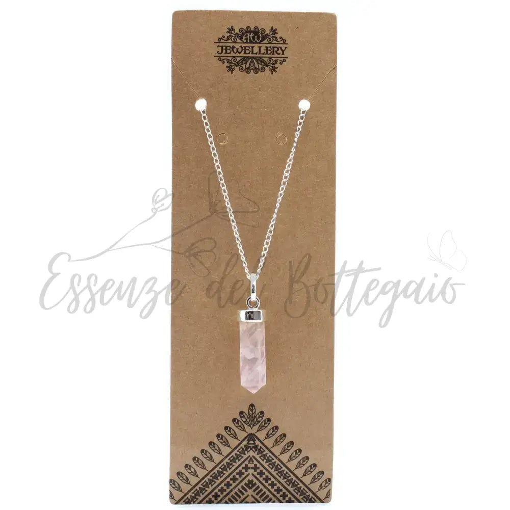 Pendente con Pietra Semipreziosa - Quarzo Rosa - Indian Gemstone Pendant Jewellery