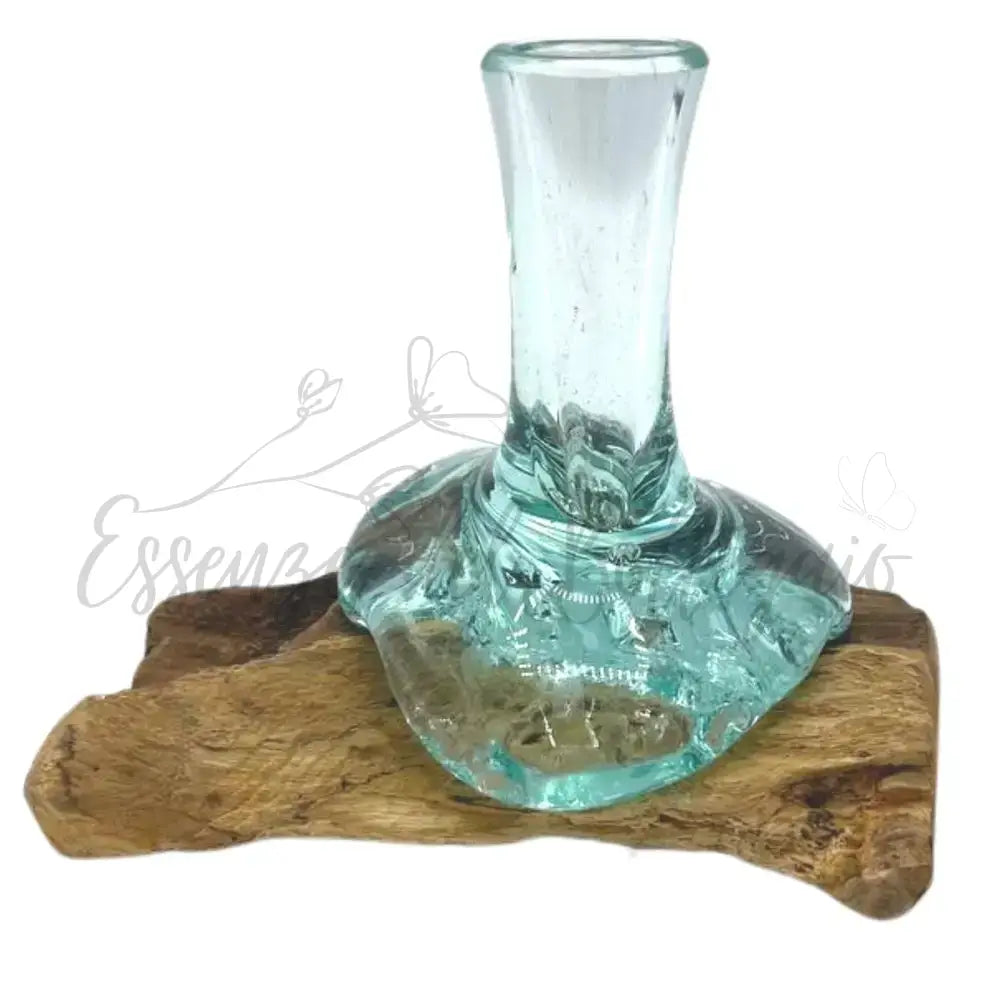 Piccolo vaso per fiori in vetro soffiato su legno - Molten Glass on Wood