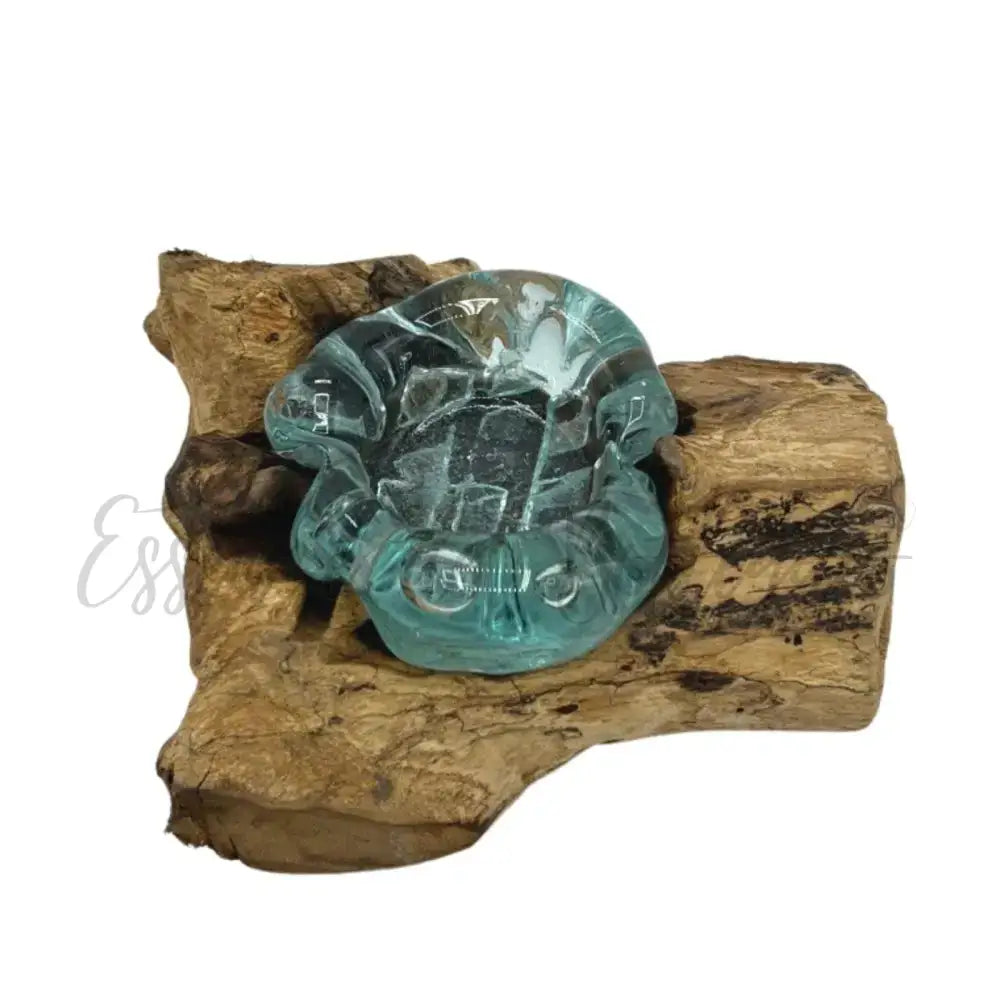 Portacandele singolo in vetro soffiato su legno - Molten Glass on Wood